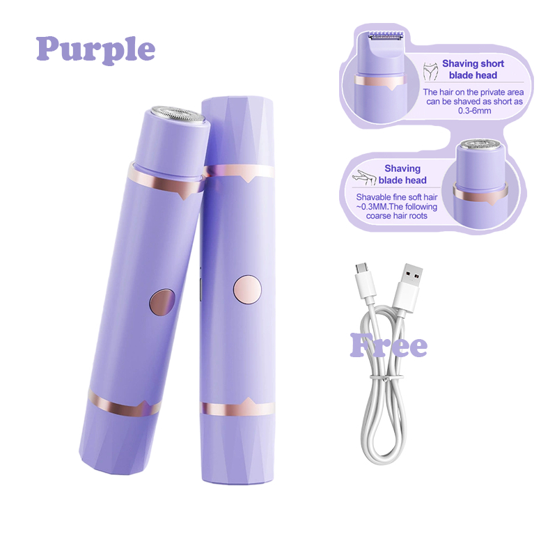 2-in-1 women's electric razor, front view with detachable 3-in-1 trimmer head - view 3