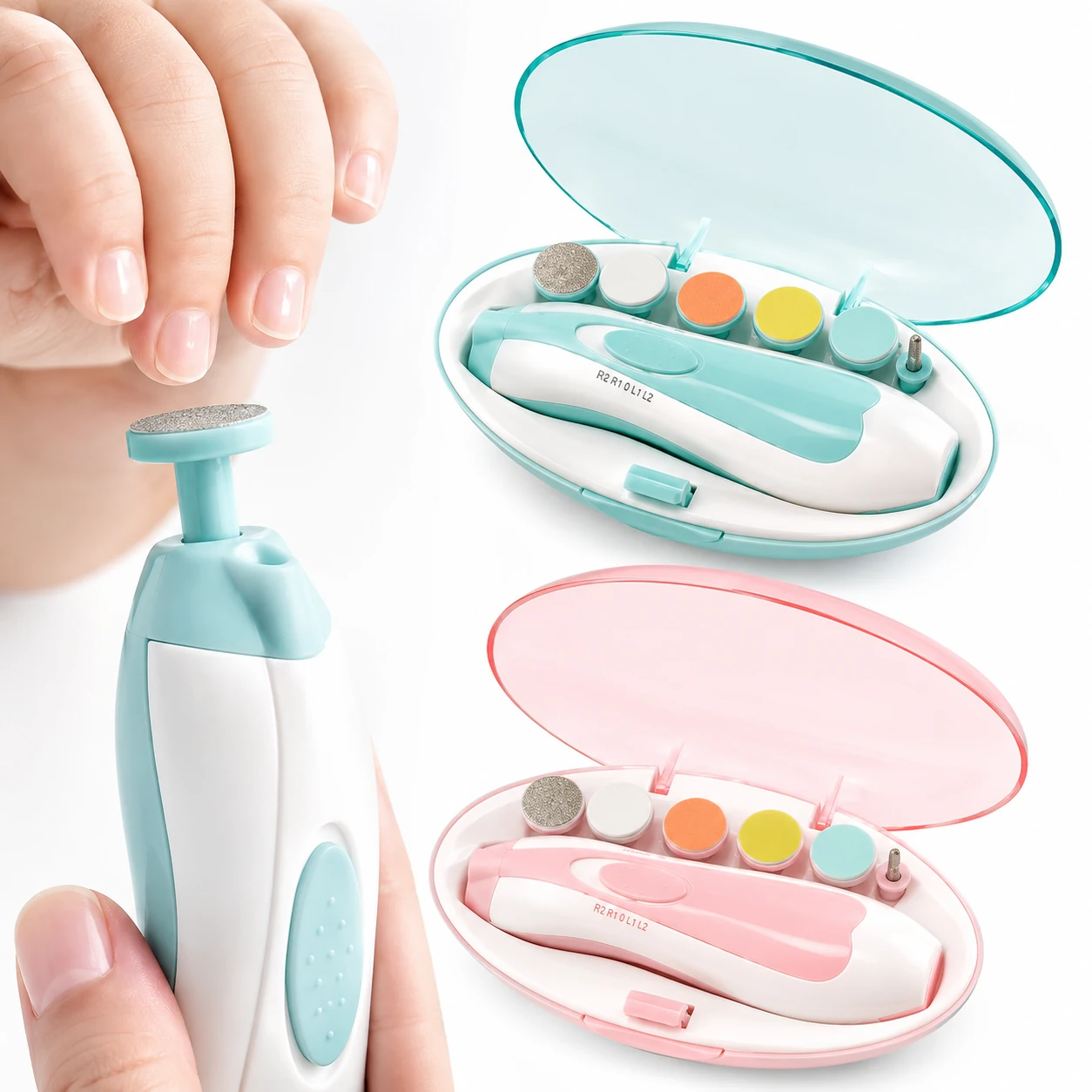 Baby nail trimmer kit with attachments - front view