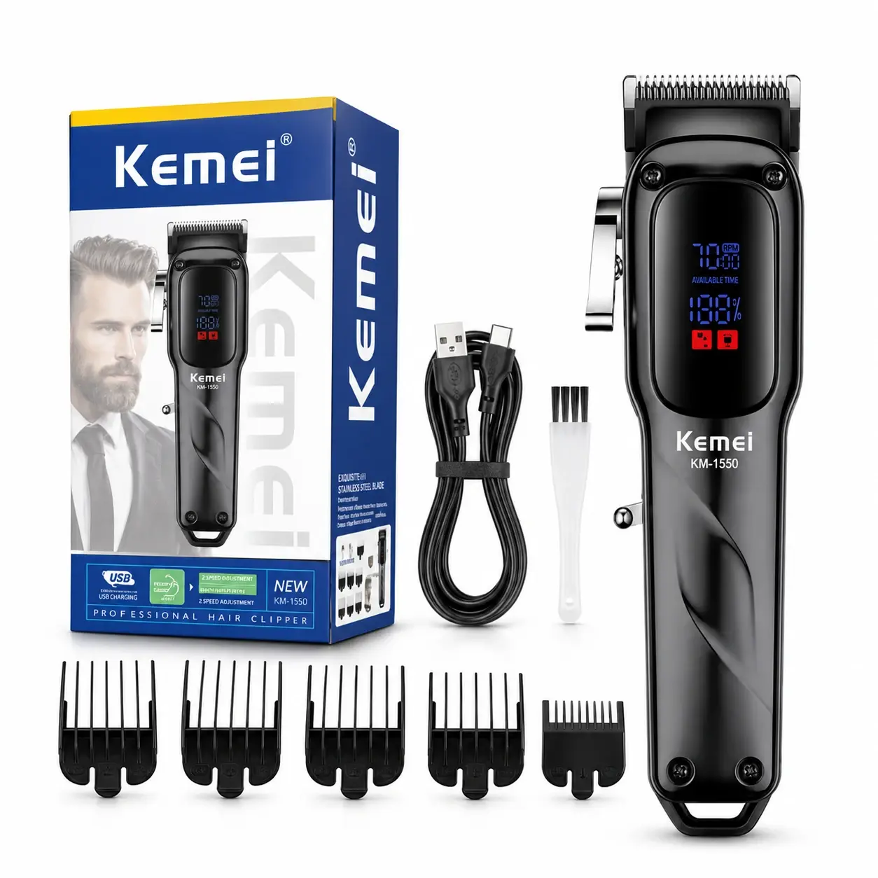 Mens Hair & Beard Trimmer KM809A front view